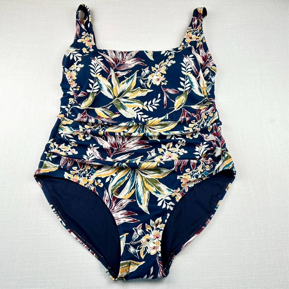 Anne Cole Navy Tropical Floral One-Piece Swimsuit